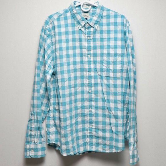 J. CREW BLUE/WHITE PLAID SLIM FIT BUTTON SHIRT XL - Picture 1 of 5